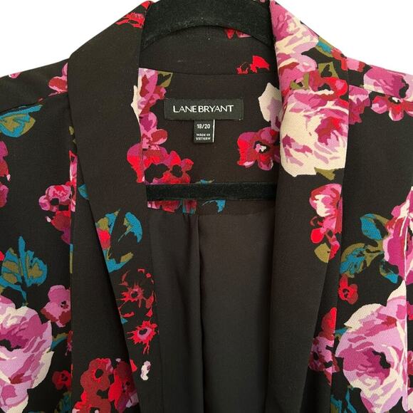 Lane Bryant Women's Plus Size Floral Blazer Size 18/20 Ruched Sleeves - Picture 4 of 7